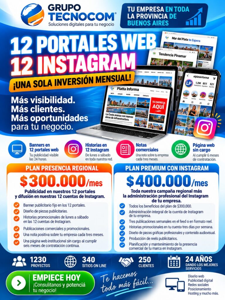 Publicidad permanente en 12 portales web
